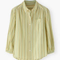Light green striped long sleeve shirt with a collar