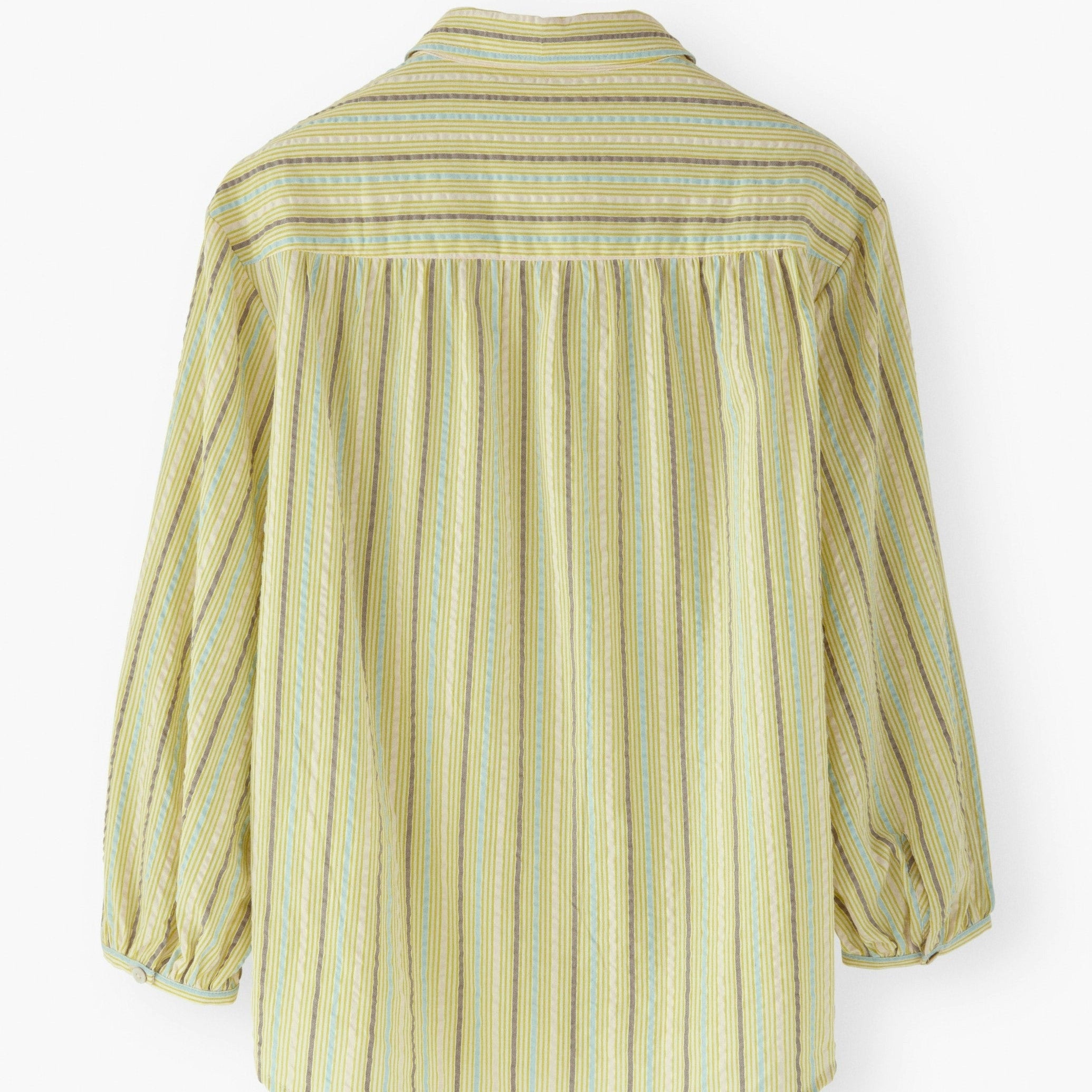 Light green striped long sleeve shirt with a collar